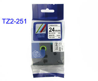 Black On White Laminated Label Ribbon Cassette TZ2-251 , PET And Laminated 8m Length