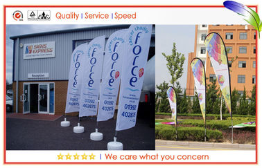 Outdoor Teardrop Shape Flying Banner Printed By Dye Sublimation With Different Bases